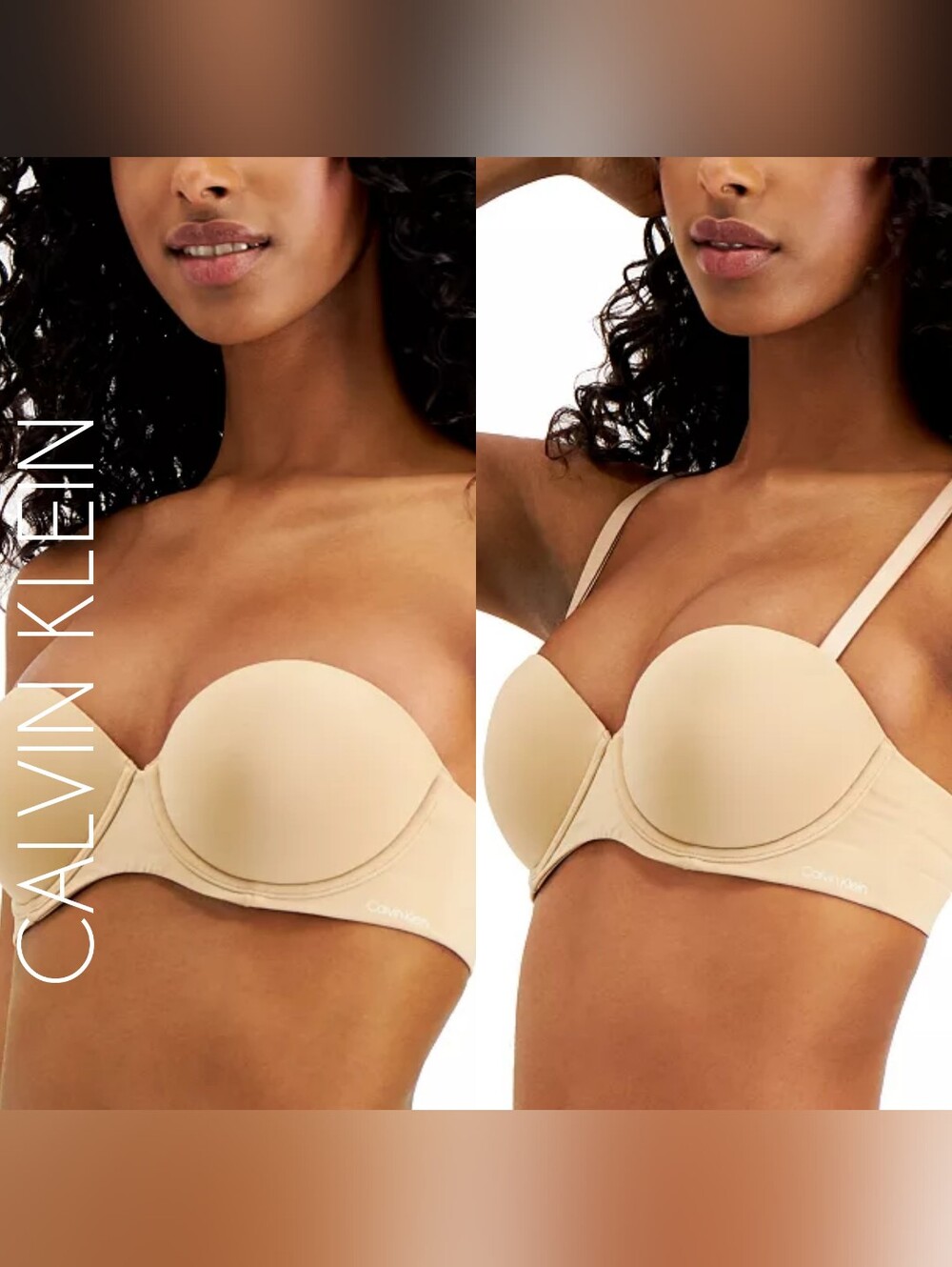 🆕⭐Calvin Klein Strapless Push-Up Bra Beige Tan